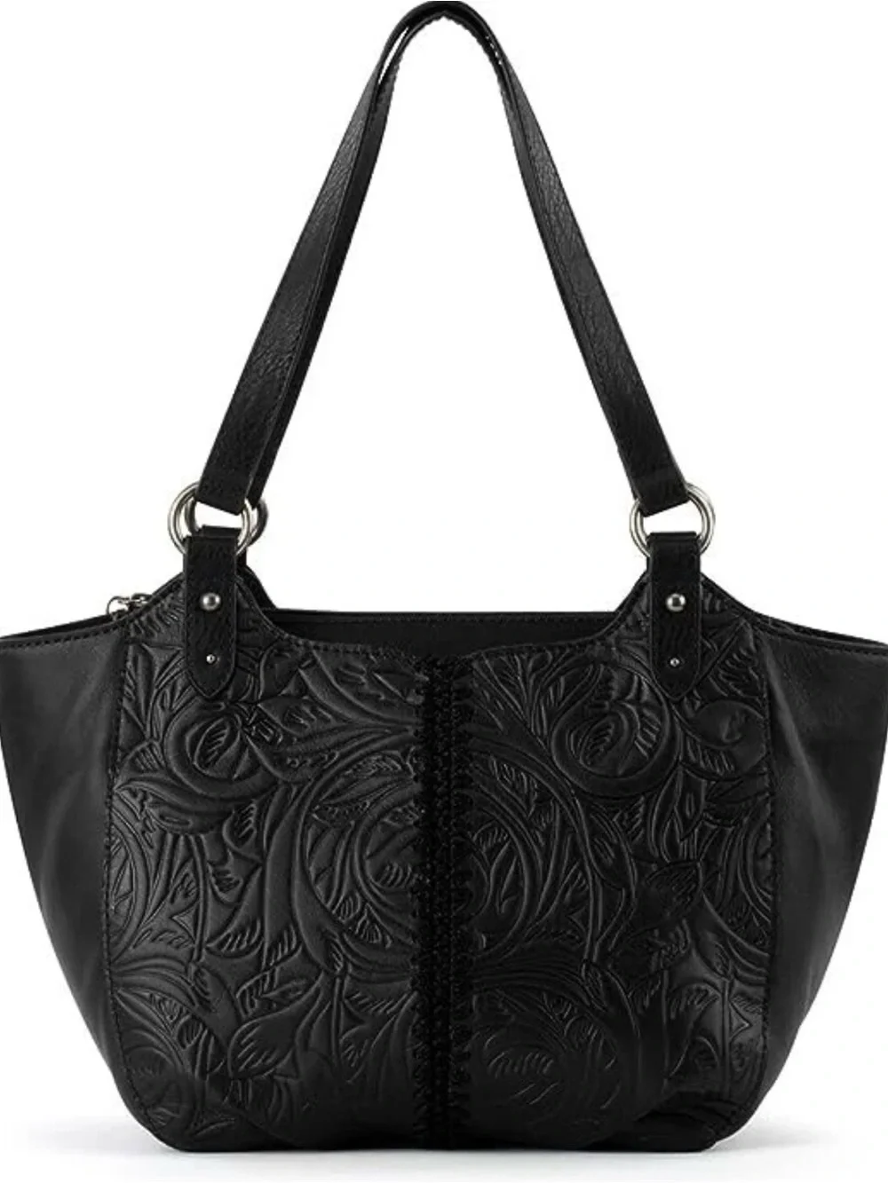 The Sak Bolinas Womens Embossed Leather Satchel Zip Shoulder Bag - Women
